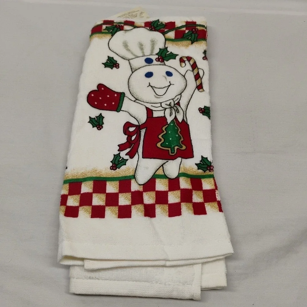 NWT Pillsbury Doughboy Warm‎ Greeting Christmas Oven Mitt & Hand Towel 1998